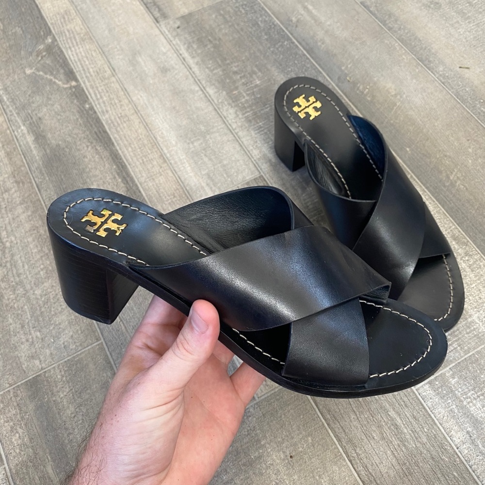 Tory Burch Montrose black leather heeled sandals